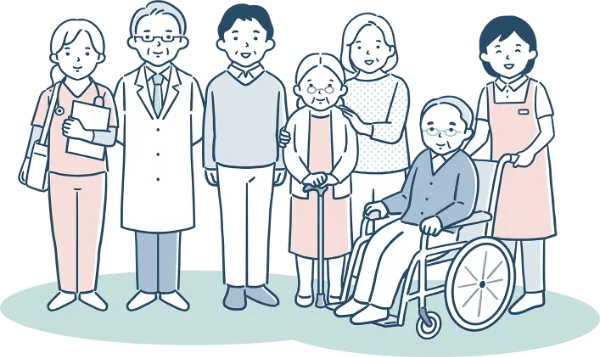 医療職の人と患者さんのイラスト画像
